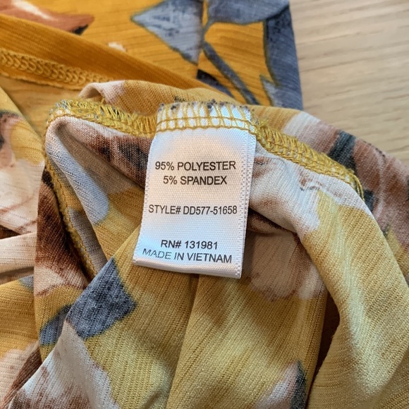 NAÏF Floral Bell Sleeve Boho Knee Length Flowy Dress Mustard & Blue Women’s L - Picture 11 of 12